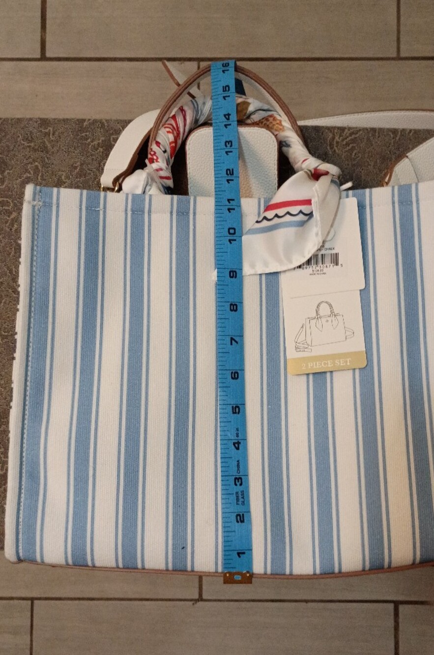 Nanette Lepore Two-Way Striped Tote with Scarf - Picture 9 of 11